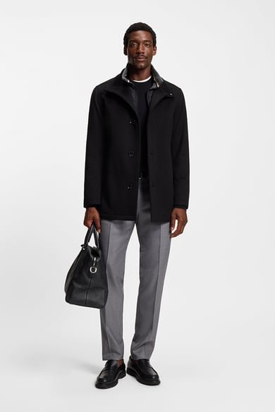 ΠΑΛΤΟ ΚΟΝΤΟ BOSS - 001 ΜΑΥΡΟ